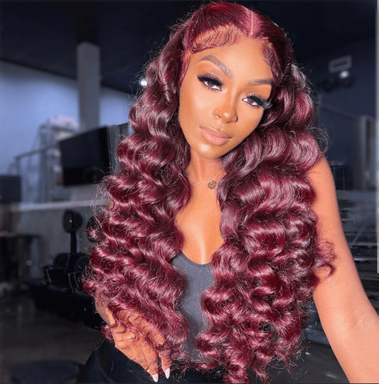 “The Stallion” Deep sangria plum red 13*4 hd lace wig