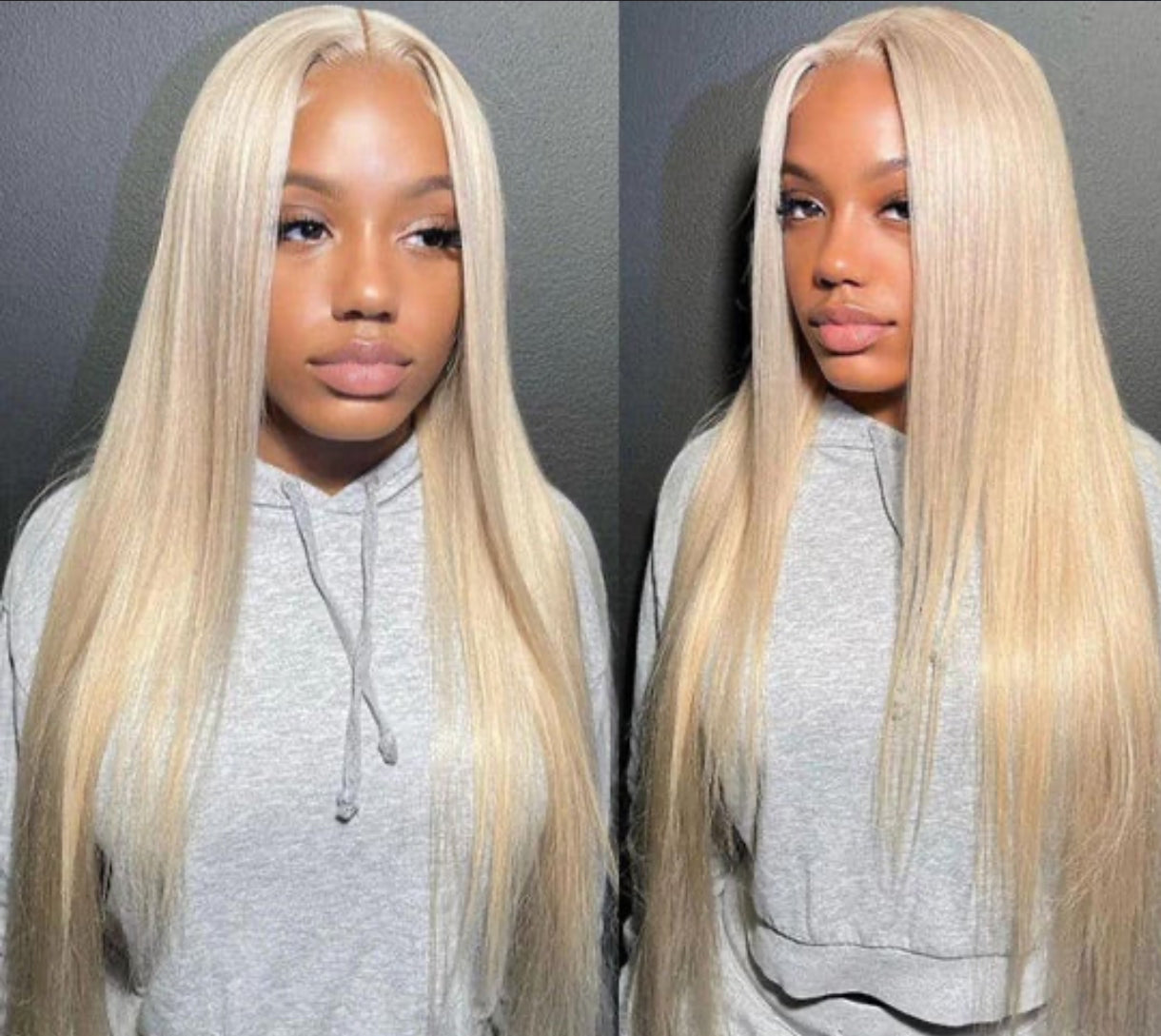 Platinum blonde silky straight human hair frontal lace wig